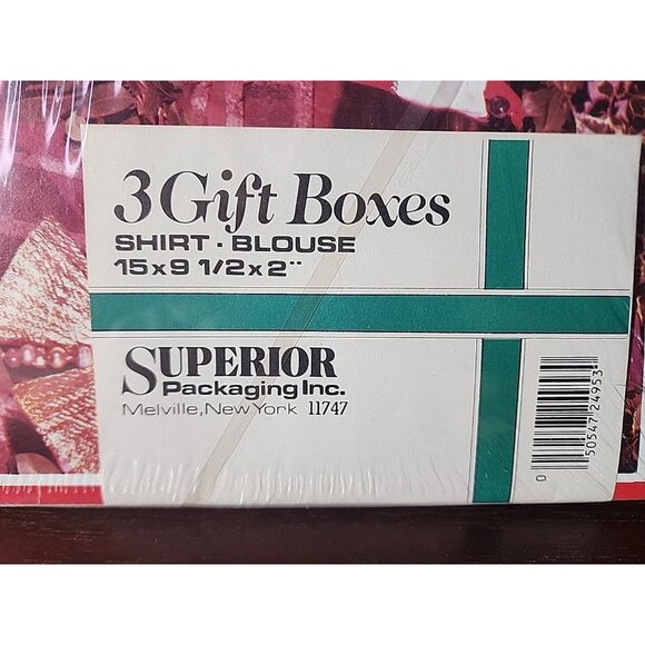 Vintage Christmas Gift Boxes Set Of 3 New Old Stock 15X9.5X2 - Picture 2 of 5